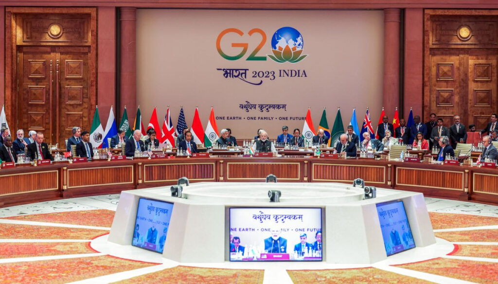 leaders in g20 summit at bhart mandpam